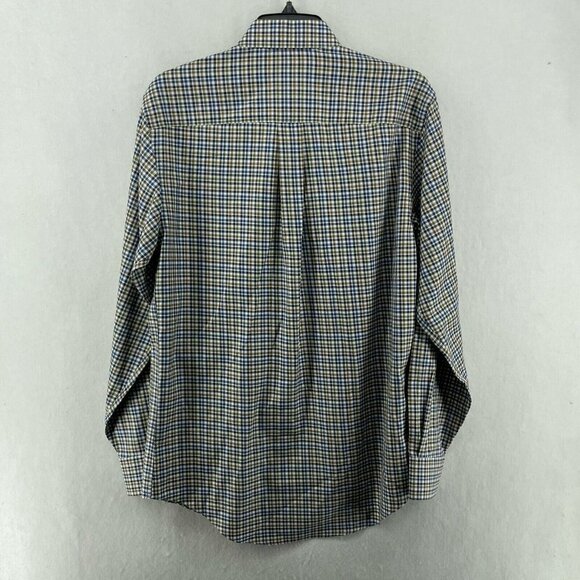 Jos. A. Bank Button-Up Shirt Mens Sz S Blue Brown Gingham Collared Tailored Fit - Picture 2 of 11